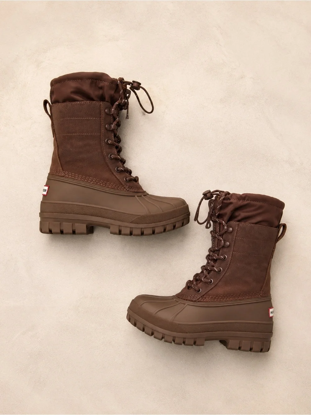 Hunter Skylar Bungee Waterproof Brown Winter Boots Size 7 Gorpcore Outdoor Fall